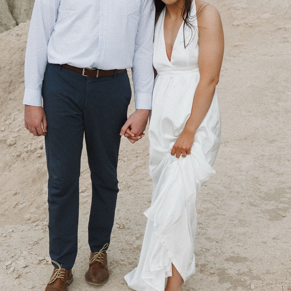 Lulu's Ivory Satin Dress